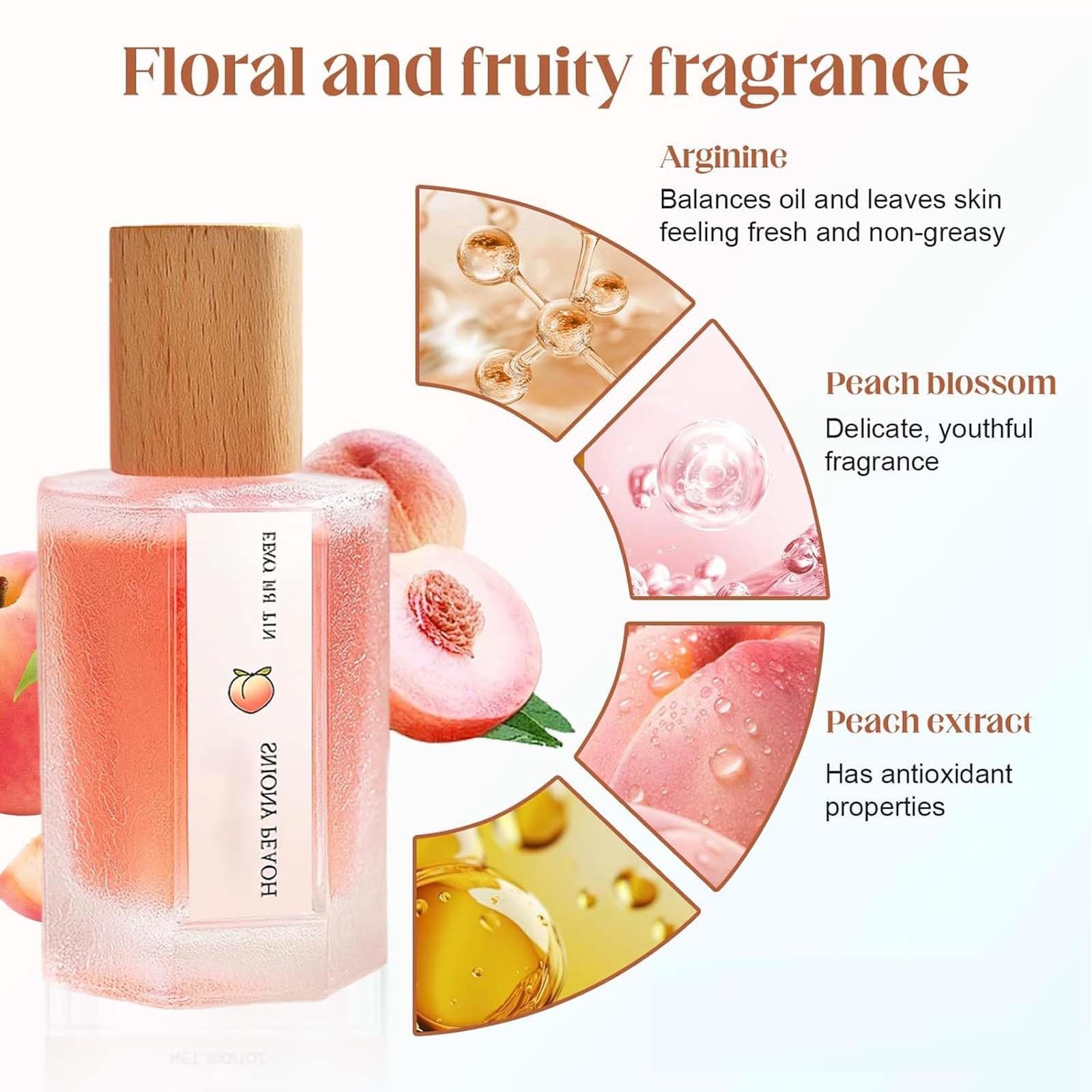 Fruity Parfüm Sammlung Für Frauen, Pfirsich Düfte Parfüm, Glasflasche Fruchtigen Duft Parfüm, Lang Anhaltende Frische Duft Spray, Täglichen Gebrauch Geräucherten Pfirsich Duft Spray. (4PCS)