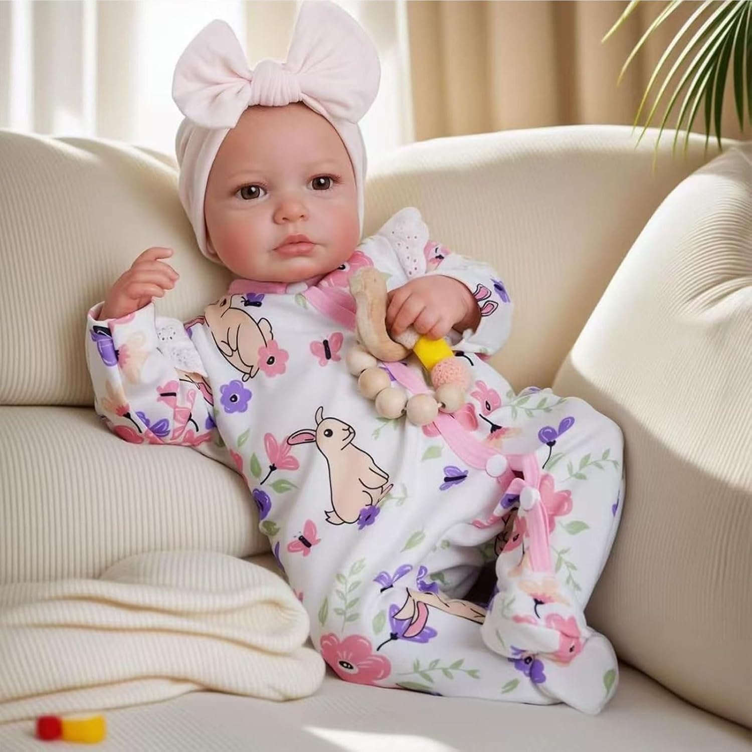 Bambola neonata realistica da 19 pollici con gli occhi aperti, bambola neonata realistica da 48 cm, arti in vinile realistici e corpo in tessuto di cotone, bambola realistica come regalo di compleanno