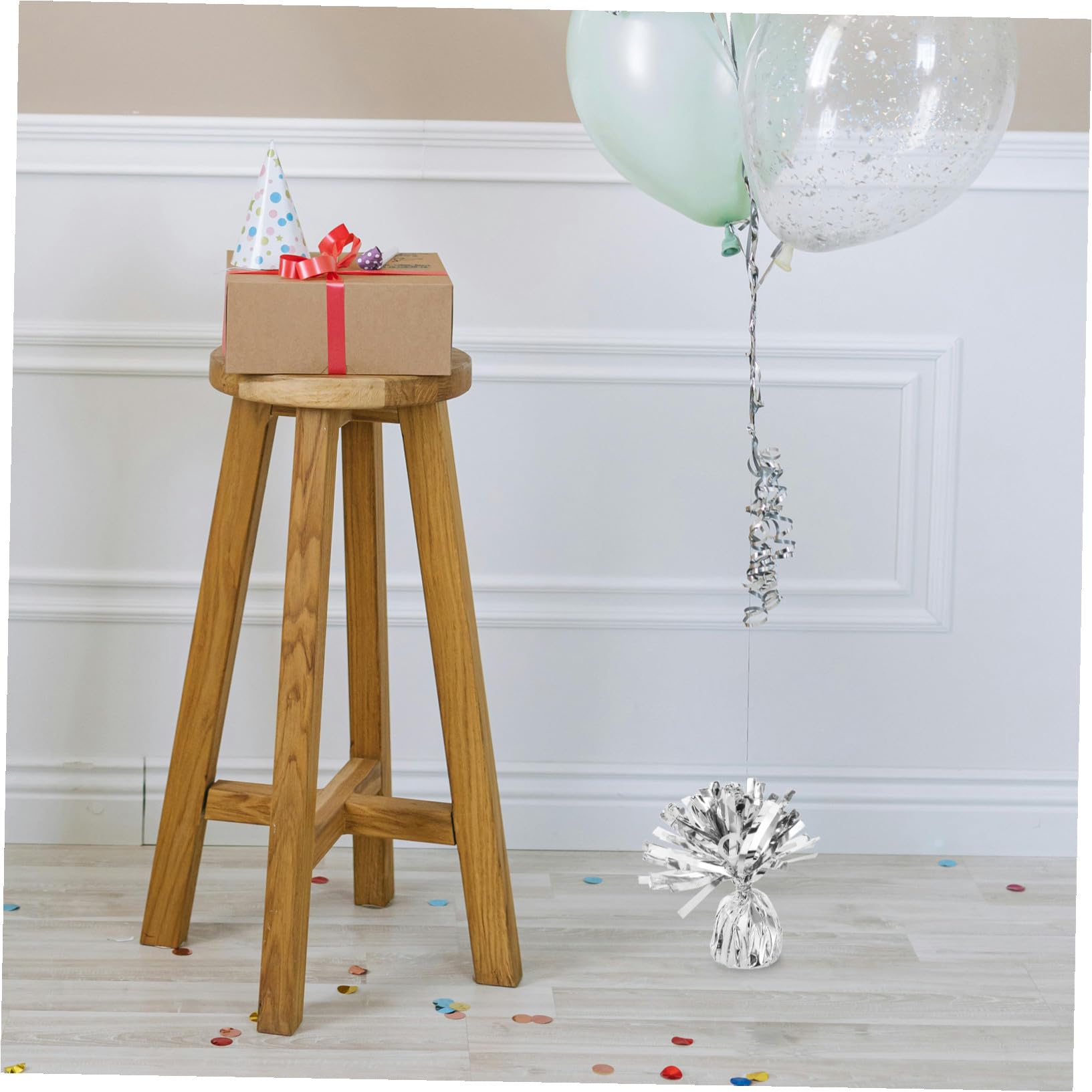 6 Stück Ballongewichte für Party und Hochzeit aus Pet und Zement Einfache Befestigung Elegantes Silbernes Design für Ballons und Festdekoration