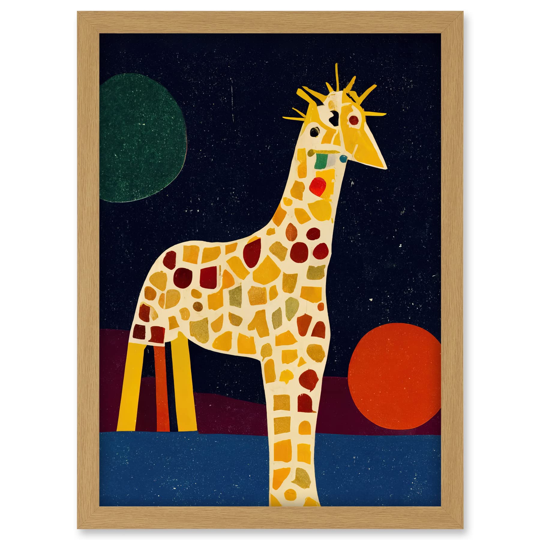 Doppelganger33 LTD Abstract Giraffe Surreal Cubism Artwork Framed A3 Wall Art Print