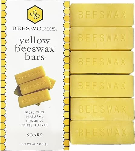 Miniatura 2 de Beesworks Barras de cera de abeja amarilla (6 onzas) 100% puras, de grado cosmético, cera de abeja con triple filtro para el cuidado de la piel