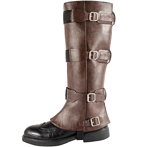 NUMJAW Pirate Costume Men Women Pirate Boot Covers Costume Viking Renaissance Medieval Boots Covers for Halloween Cosplay - Medium - Black