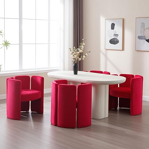 Miniatura 10 de DM-Furniture - Juego de 2 sillas de comedor de terciopelo moderno sillas laterales de barril sillas decorativas tapizadas para sala de estar comedor