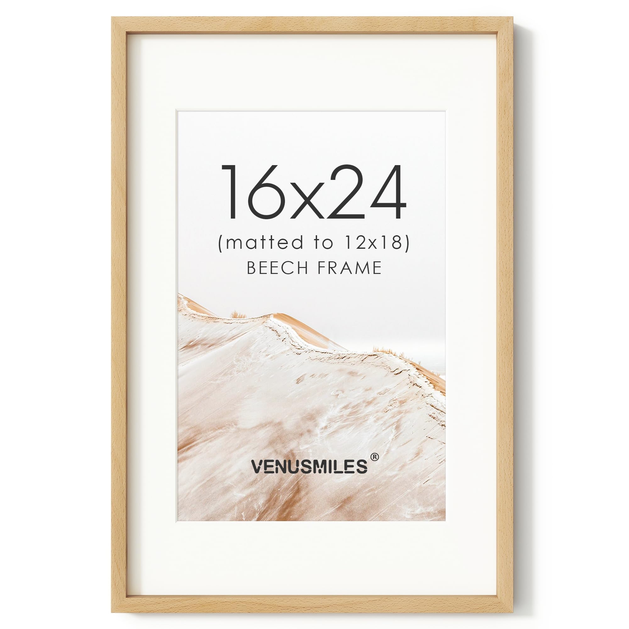 16x24 Poster Frame, USA-Sourced Natural Beech Wood Picture Collage Frame