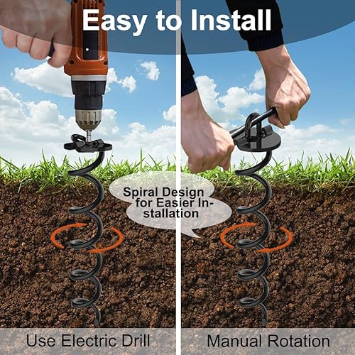 Miniatura 3 de Eurmax USA Paquete de 4 Estacas en Espiral de Servicio Pesado Kit de Anclaje Tornillo de Anclaje de Hielo para Trampolín, Tiendas de Campaña, Lonas