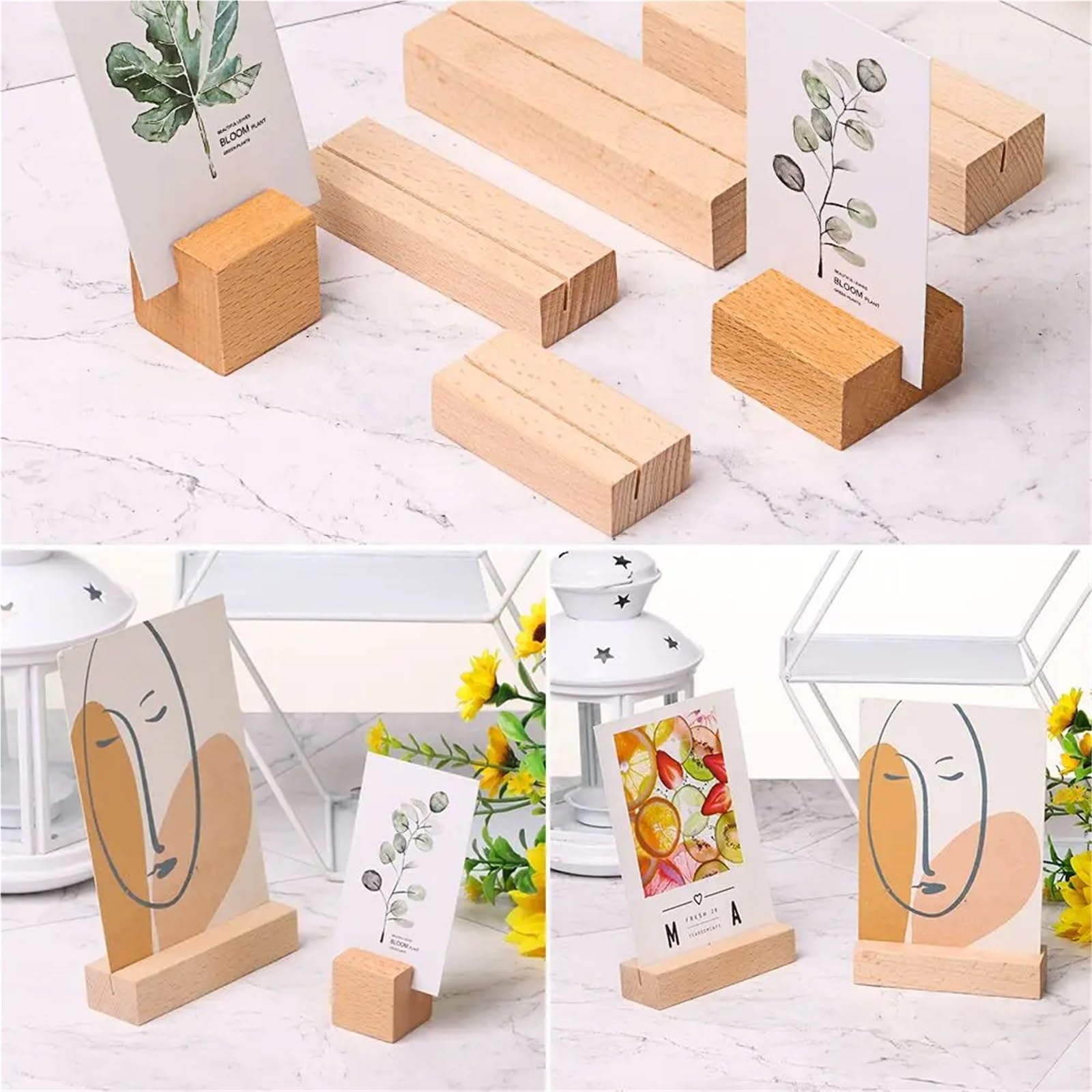 10 segnaposto in legno naturale per foto, base per foto, biglietti da scrivania in legno naturale, clip per foto, segnaposto per matrimonio, numero di nome, immagini (8 x 2,5 x 1,5 cm, nero)
