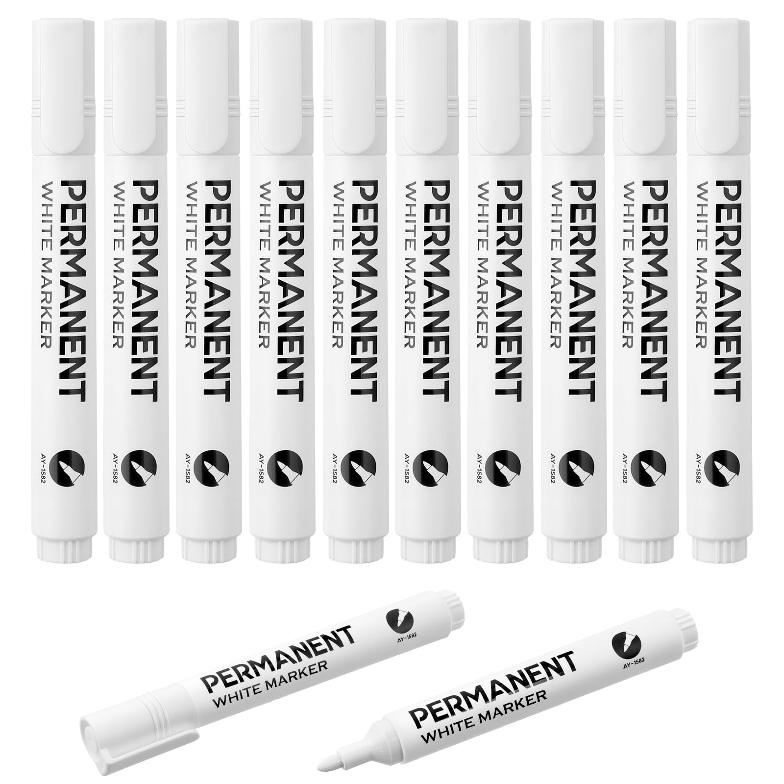 AUAUY 10PCS Rotulador Blanco Permanente, Resistentes al Agua Rotulador AcríLico Blanco de Secado RáPido, Permanente Pen para Madera, PláStico, Cuero para Adolescentes 14 Años en Adelante (Grueso)