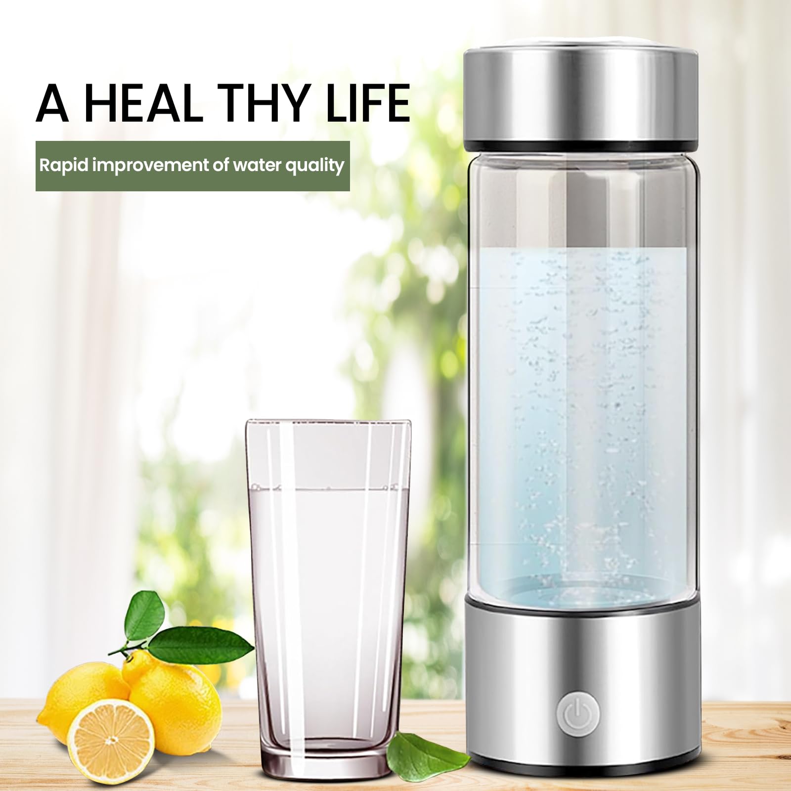 Water Bottle, Hydrogene Health water, Portable Hydrogen Water Ionizer Machine, 420mL/15oz Hydrogen Water Generator - Image 6