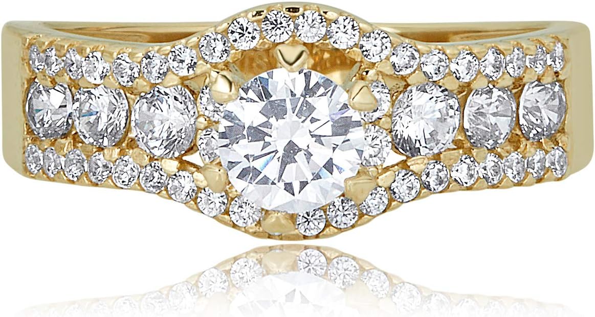 AVORA 10K Yellow Gold 0.50 Carat Simulated Diamond CZ Engagement Wedding Anniversary Ring