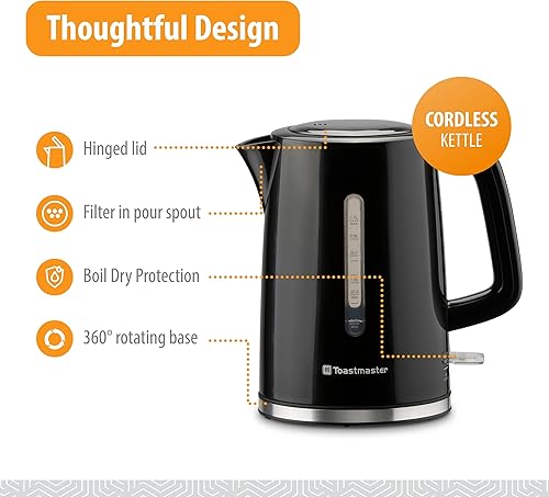 Miniatura 10 de Toastmaster Hervidor eléctrico de 1.7 litros, rojo