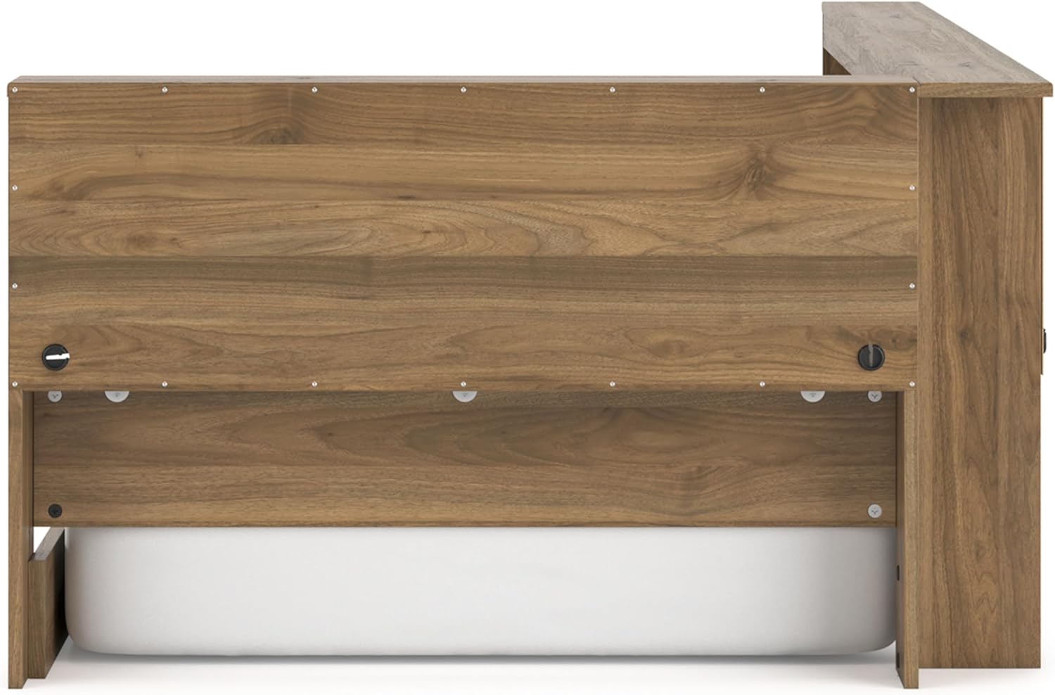 Signature Design by Ashley Deanlow Mid-Century Modern Twin Bookcase Storage Floor Bed, Foundation or Box Spring Not Needed, Light Brown