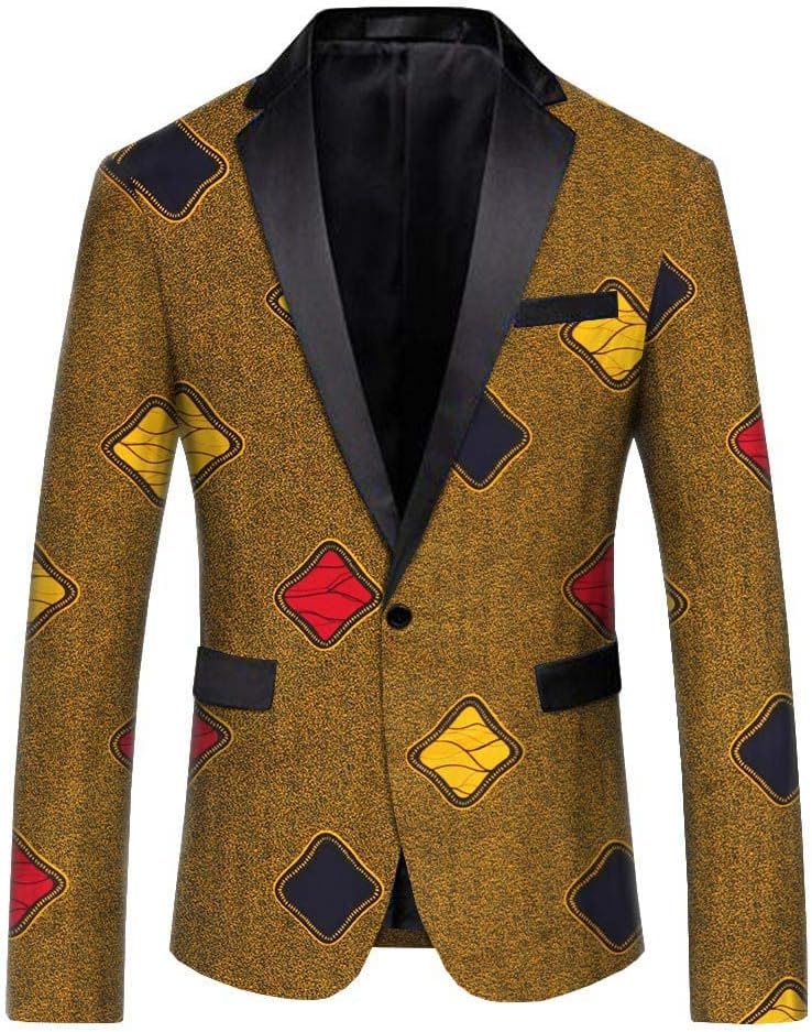 African Men's Jacket Dashiki Blazers Crop Top Print Wax Fabric Suit Print Coat