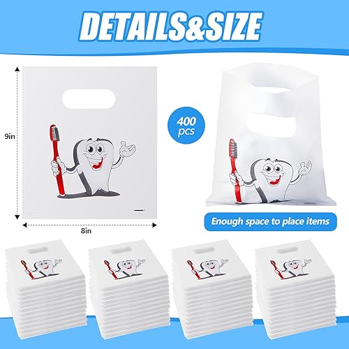 Miniatura 2 de 400 bolsas dentales para el cuidado del paciente dental, bolsas de plástico para mercancías de 9 x 8 pulgadas, bolsas dentales para pacientes,