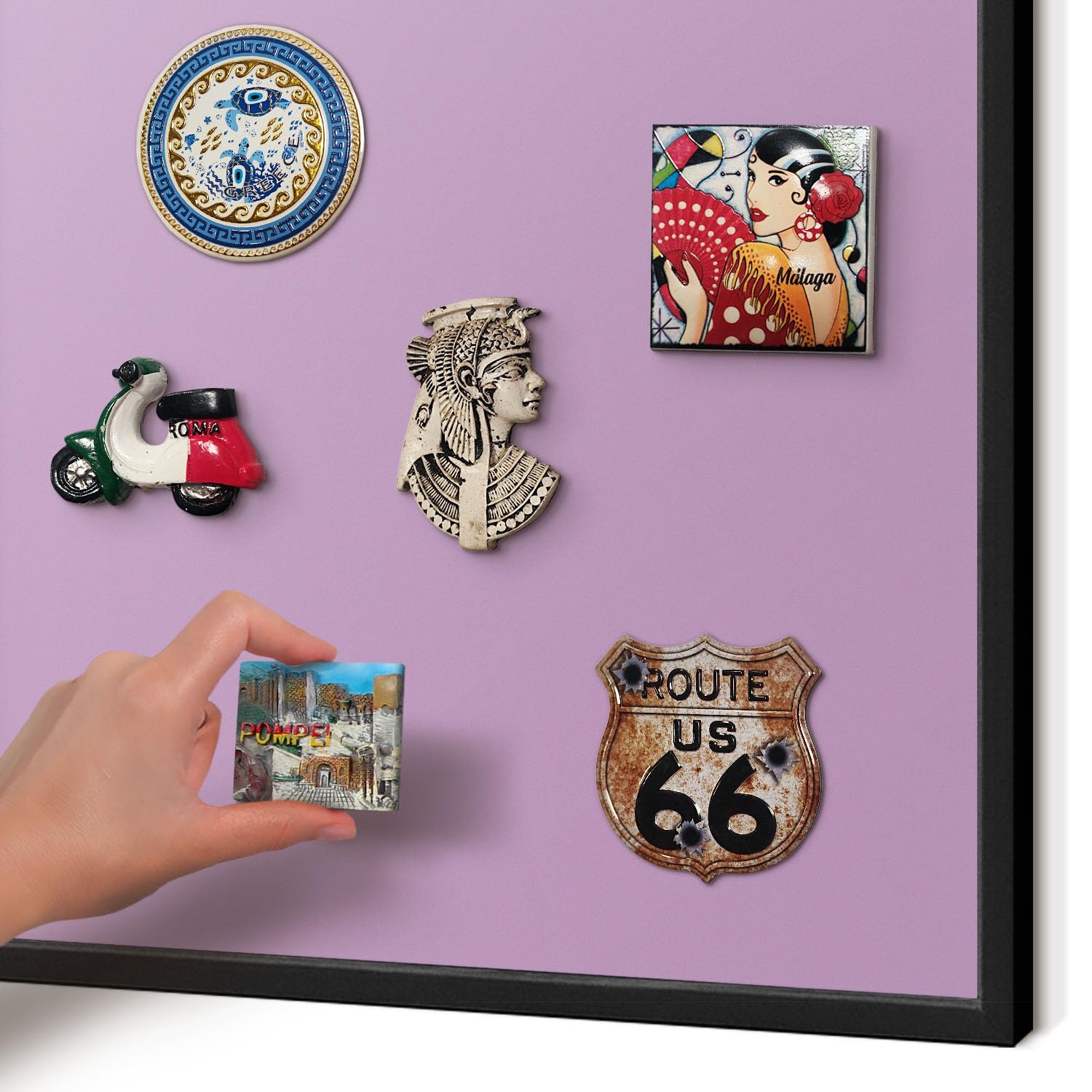 Panel Magnético Informativo 60x40 cm | con Marco Negro | Morado Claro | Montaje Fácil | Pizarra de Pared | Para Restaurante y Bar | Expositor para Menú, Ofertas del Día