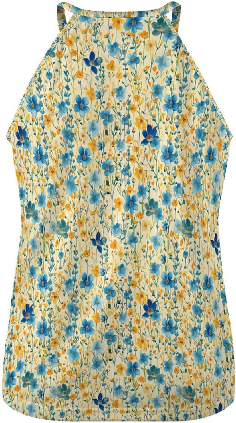 Tank Tops for Women 2025 Floral Print Casual Summer Fashion Boho Sexy Crewneck Pullover Cropped Sleeveless Tshirts image 5