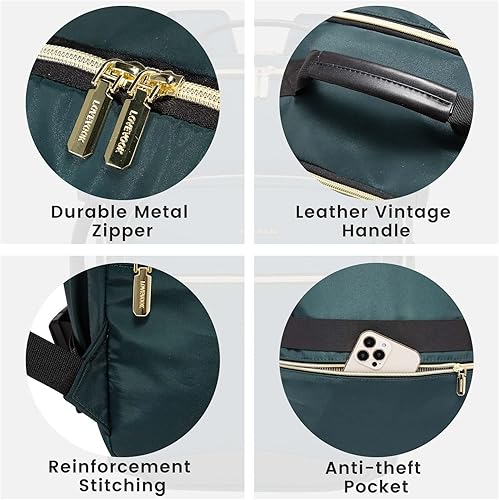 Miniatura 6 de LOVEVOOK Mochila de viaje grande de 40L para mujeres y hombres, mochila de mano aprobada por aerolíneas, Verde-negro, Mochila de viaje con estilo