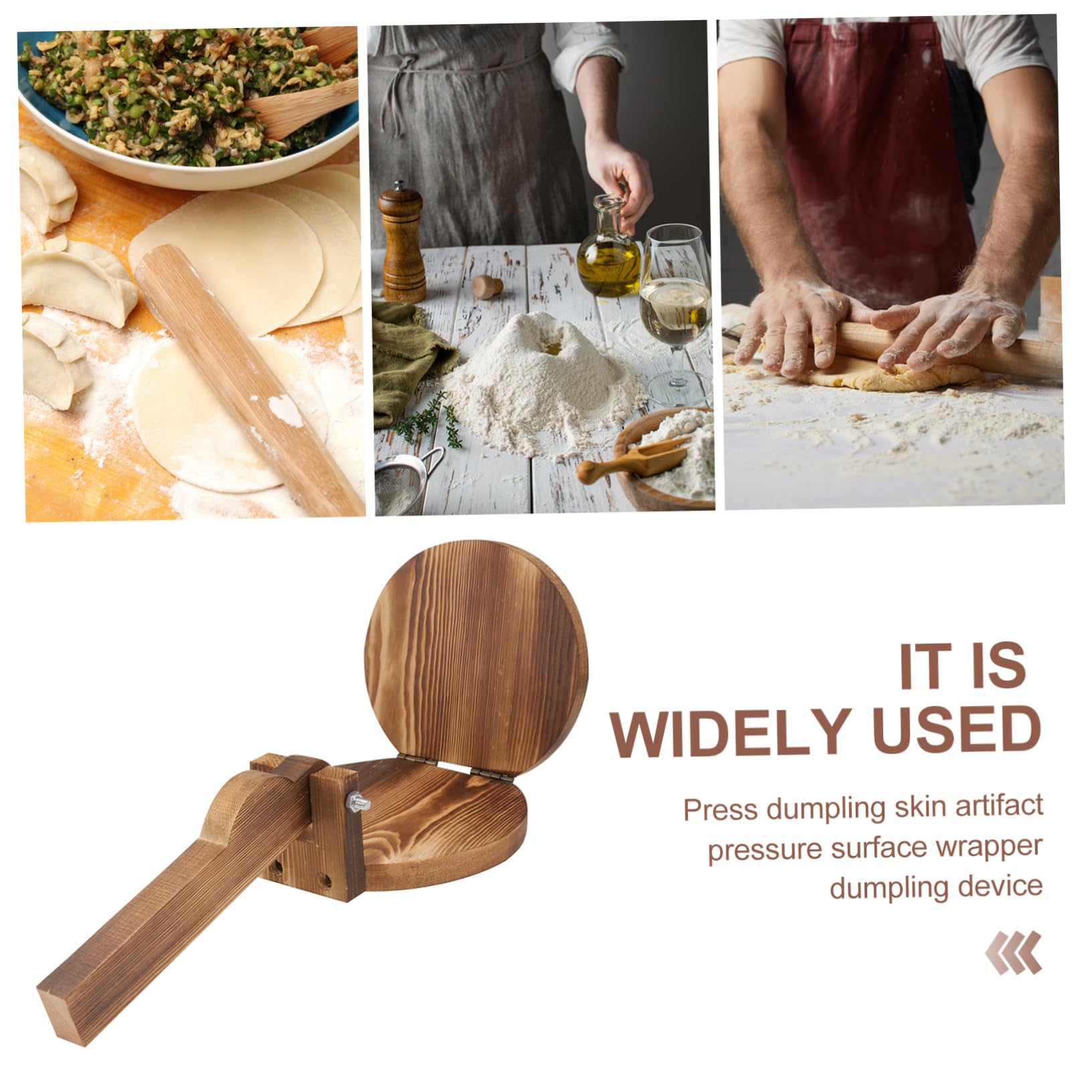 FELTECHELECTR Easy Press Dumpling Maker Set Wooden Dough Presser Bun Dumpling Maker Press Kitchen Gadget for Biscuits Corn Cake and