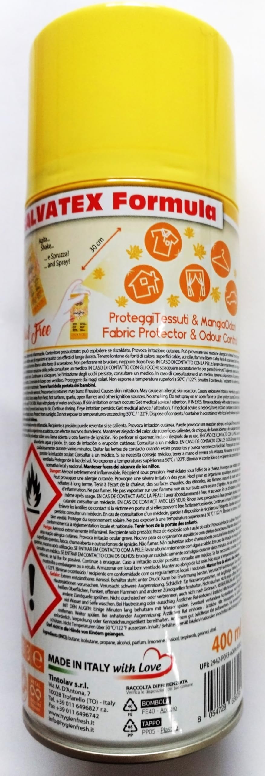 HygienFresh LemonGrass 3 Deodorante per Tessuti Spray da 400 ML (Lemon Grass)