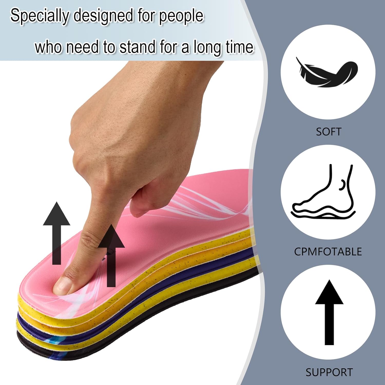 Memory Foam Inserts for Women Thin 8MM Total Low Profile Design for Foot Pain Relief All Day Comfort Replacement Insoles for Work Boots Sneakers Flats - Image 2