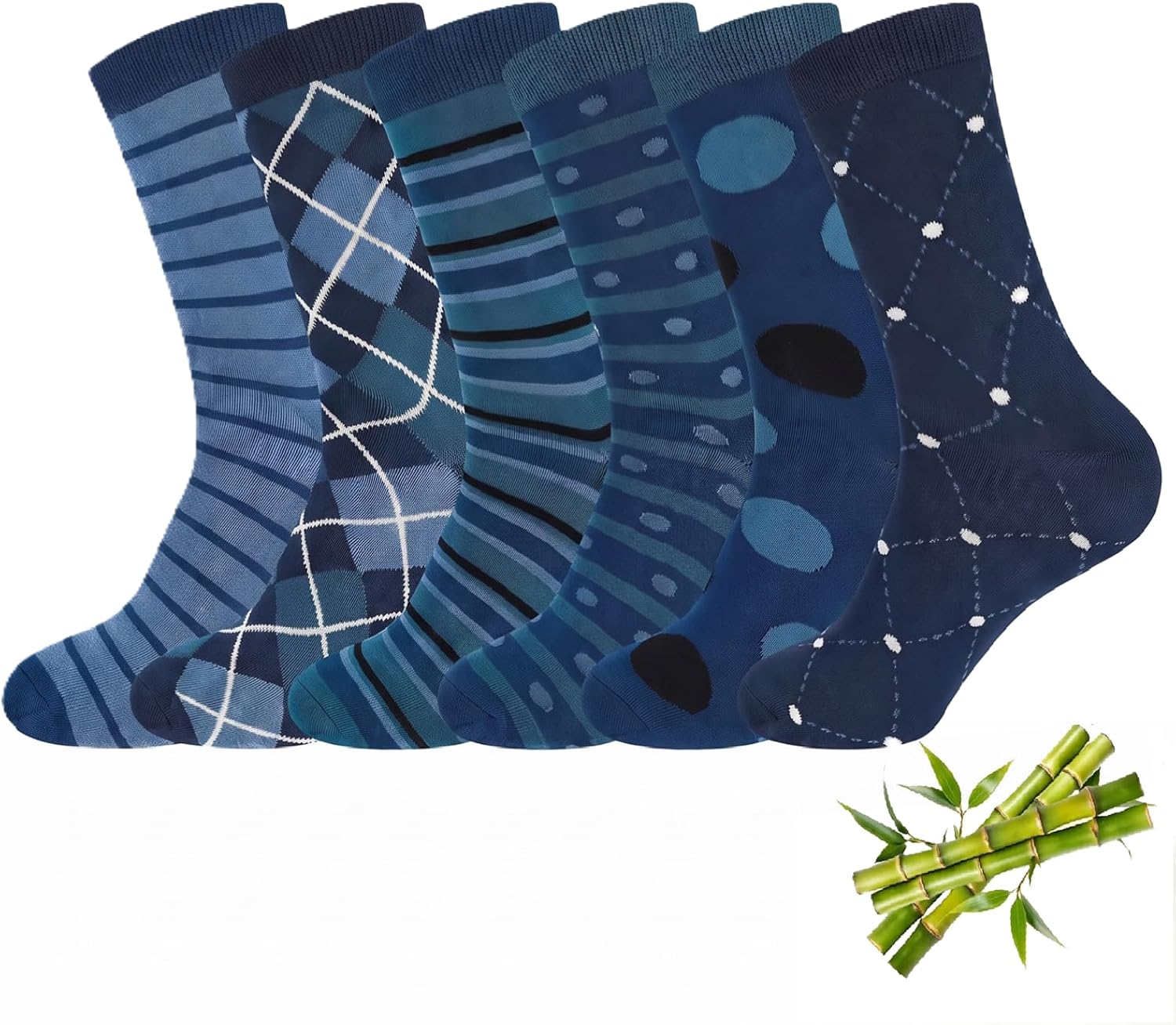 6 Pairs Men Bamboo Viscose Dress Socks Business Crew Sock