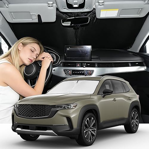 Miniatura 40 de Parasol de 4 capas para parabrisas, ajuste personalizado, tela 240T, parasol retráctil que bloquea los rayos ultravioletas, accesorios para automóvil