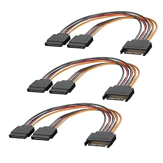 3-Pack 15 Pin SATA Power Splitter Cable, 8 Inch Sata Male to 2X Female Cable for HDD、SSD、Optical Drives - Amazon product rated Grade A