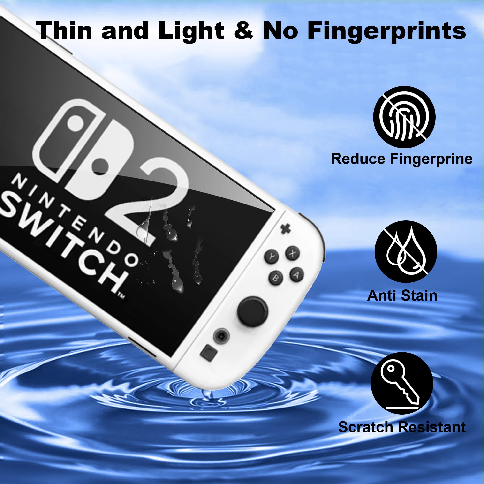 zZjoOoj Folia ochronna kompatybilna z Nintendo Switch 2 do szkła pancernego, 3 sztuki szkła ochronnego o twardości 9H, folia ochronna na wyświetlacz, ochrona przed pęcherzykami, szkło hartowane HD