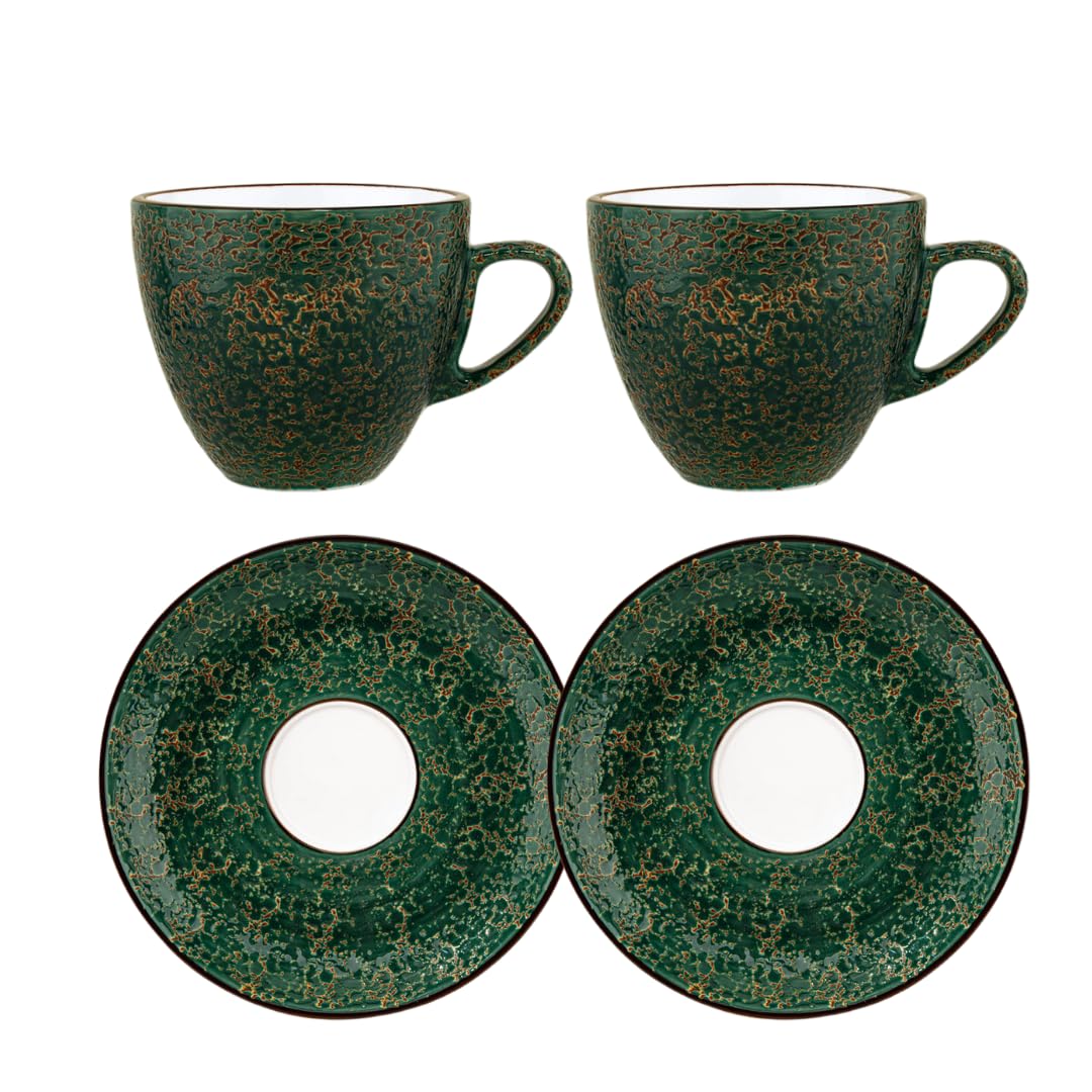 Wilmax - porcelanowy kubek do kawy - pistacjowy i zielony kubek do kawy 300 ml ze spodkiem 15 cm - filiżanka do herbaty, kawy, cappuccino - porcelanowe filiżanki