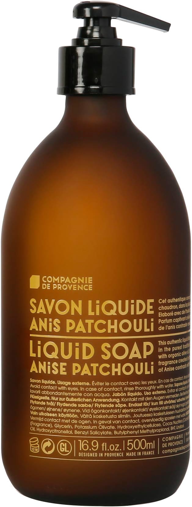 Compagnie de Provence Savon de Marseille Liquid Soap - Anise Patchouli - 16.7 Fl Oz Glass Bottle