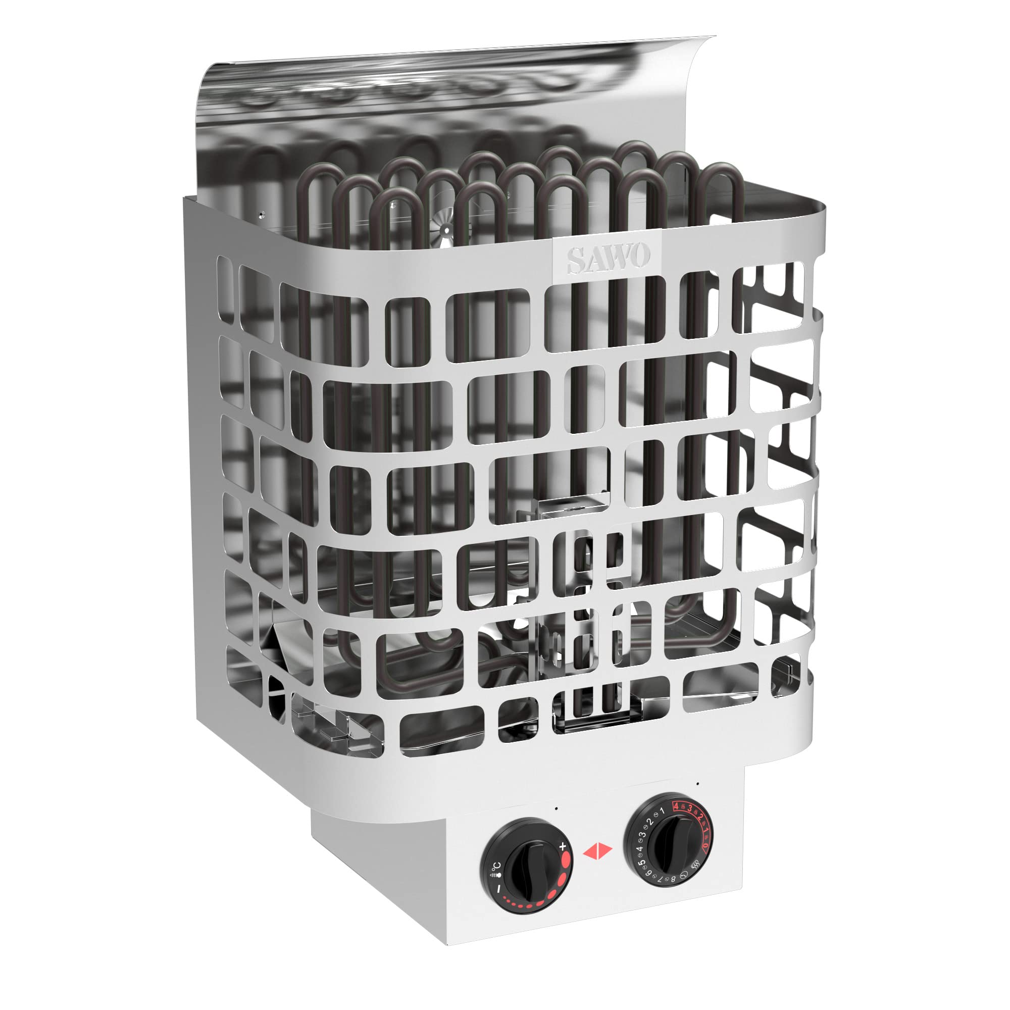 Sawo Krios - Estufa eléctrica para sauna (montaje en pared, acero inoxidable, 230 V/400 V, 4,5 kW NB)