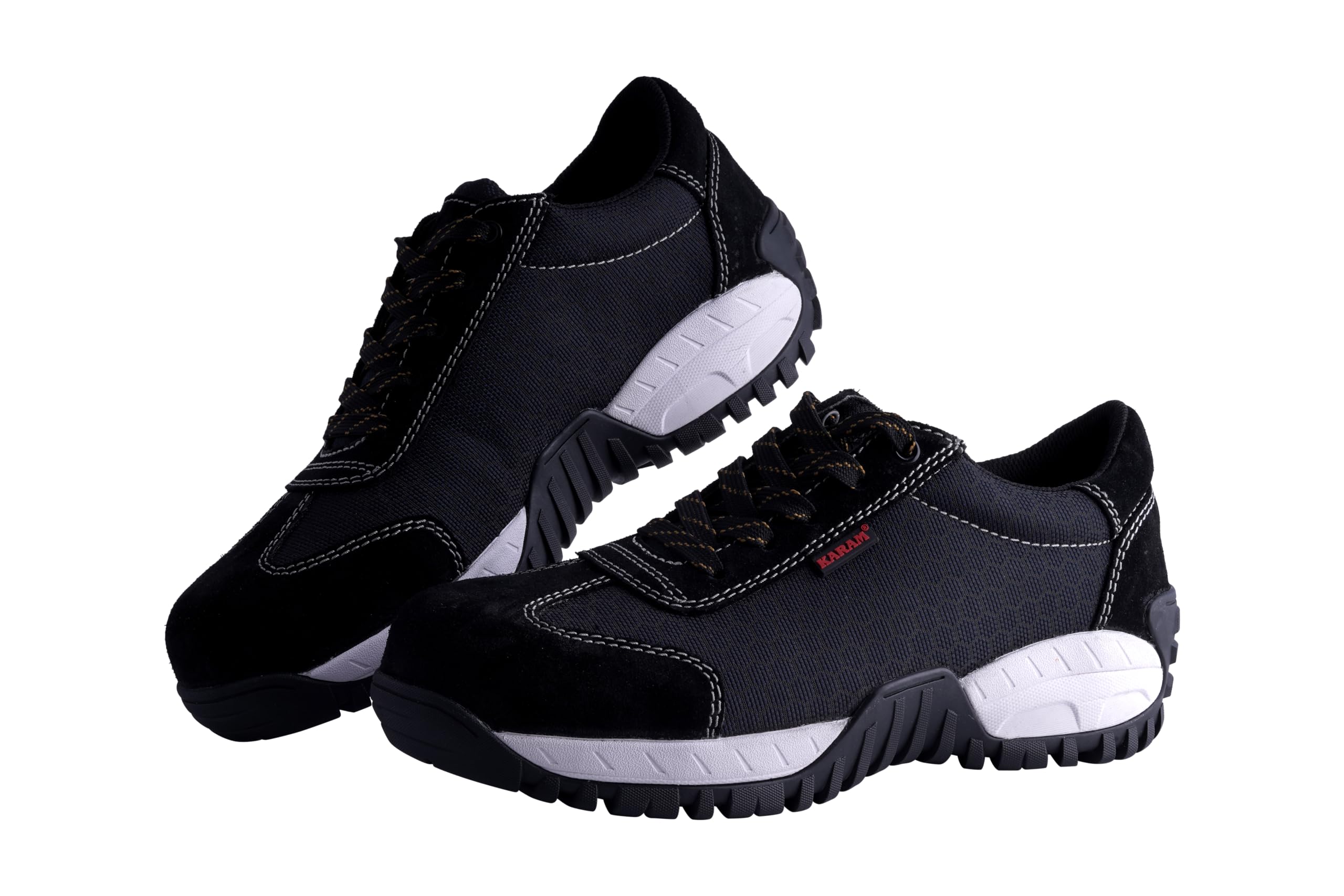 Karam FS260 Black Suede Leather Safety Shoes for Men | Double Density Antistatic Antislip & Abrasion Resistance with Fiber Toe Cap | Size-11-image-35