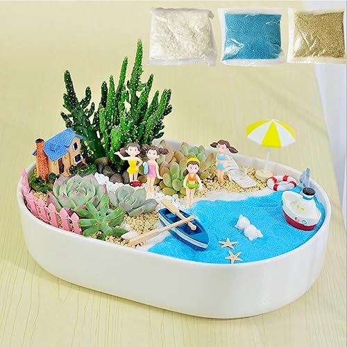 Miniatura 7 de Cayway Paquete de 9 piezas de base en miniatura, kit de materiales para base de paisajes, incluye piedra, arena decorativa, hierba, nieve para