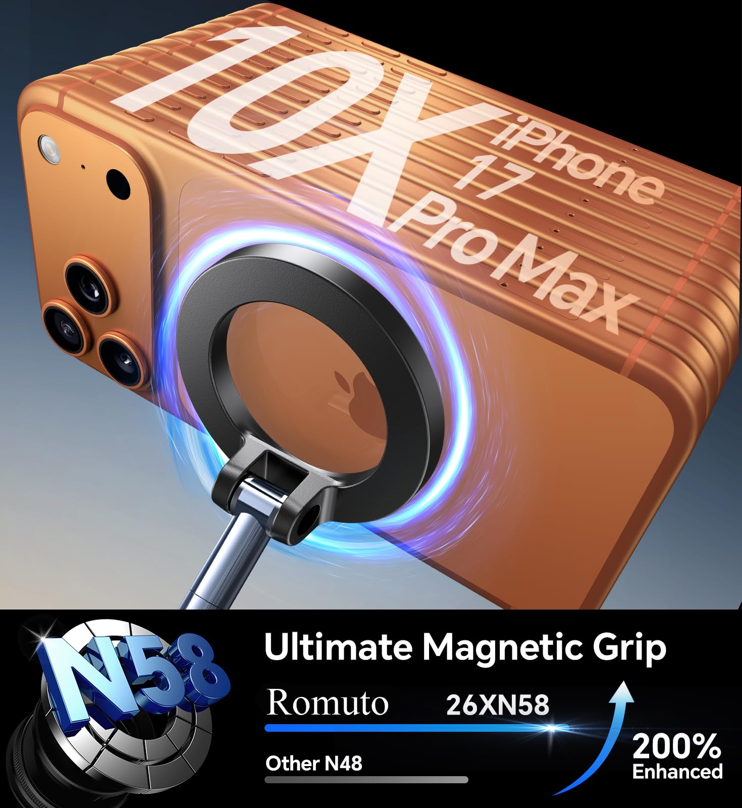 Romuto 2026 Porta Cellulare Auto per MagSafe【360° Rotazione ＆ Pieghevole】 Supporto Telefono Auto con Forte Ventosa e Alta Stabilità,Supporto Magnetico Per iPhone 17 16 15 14 13 12 Accessori Auto Kit