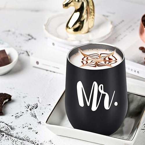 Miniatura 10 de GINGPROUS Mr and Mrs - Vaso de vino para despedida de soltera, idea de despedida de soltera, de acero inoxidable, de 12 onzas, ideal de boda para