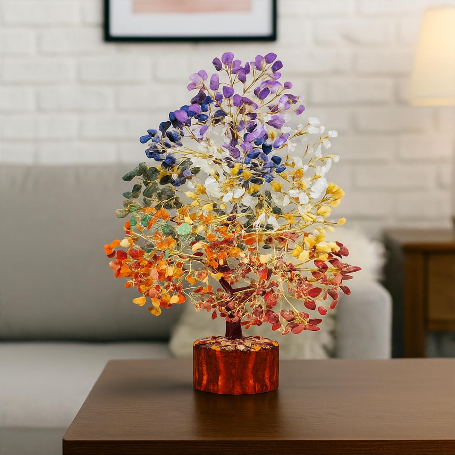 HOMIFLY 300 Beads Crystal Tree/7 Chakra Crystal Tree/Showpiece Good Luck and Positive Energy/Showpiece for Living Room/Natural Healing Gemstones Money Tree/Lucky Tree for Good Luck (Multicolor) 3