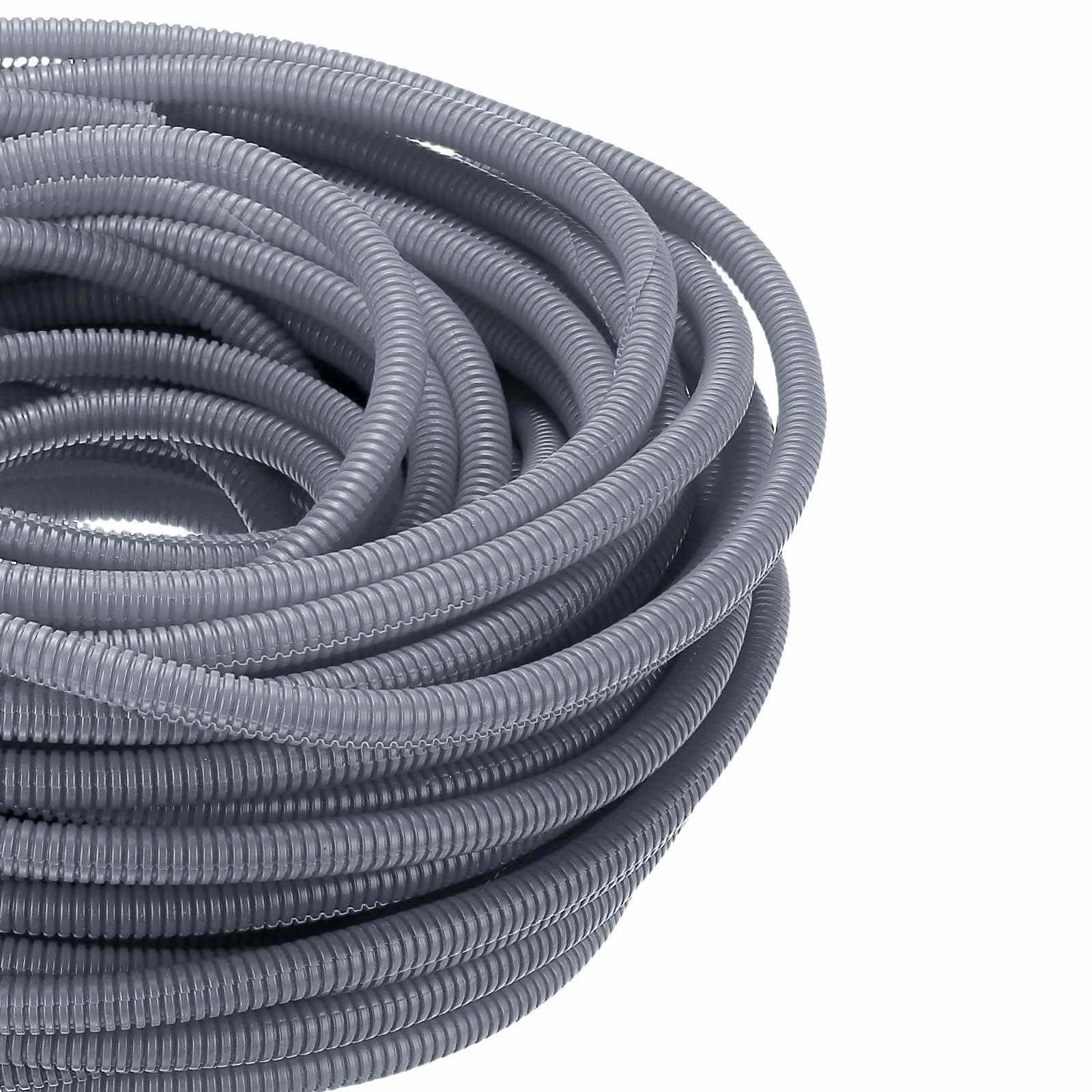 DMiotech 100ft Wire Loom Split Tubing 3/8 Inch, Cord Protectors from Pet Flexible Conduit Cable Management for Office Home Garden, Gray