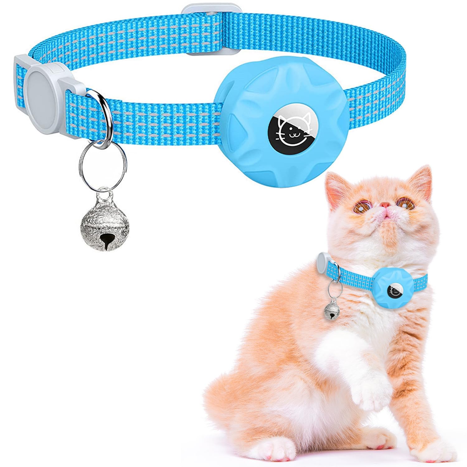 Airtag 猫用首輪 猫 gps 首輪 追跡装置 調節可能 光反射デザイン Amazon | 追跡装置 Airtag gpsペット 猫用首輪 安全首輪 光反射の