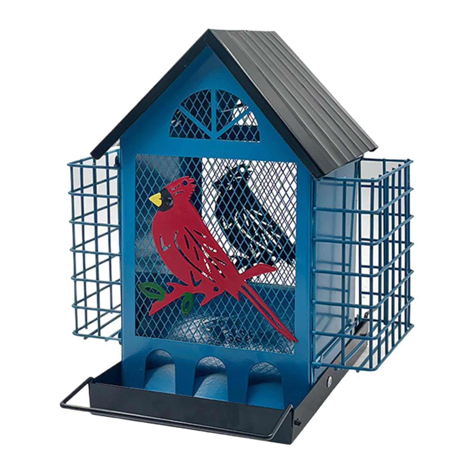 Mangiatoia per uccelli in metallo per uso esterno realizzata in robusto ferro con ampia capacità e aspetto elegante, ideale per la decorazione del giardino Mangiatoia per uccelli selvatici