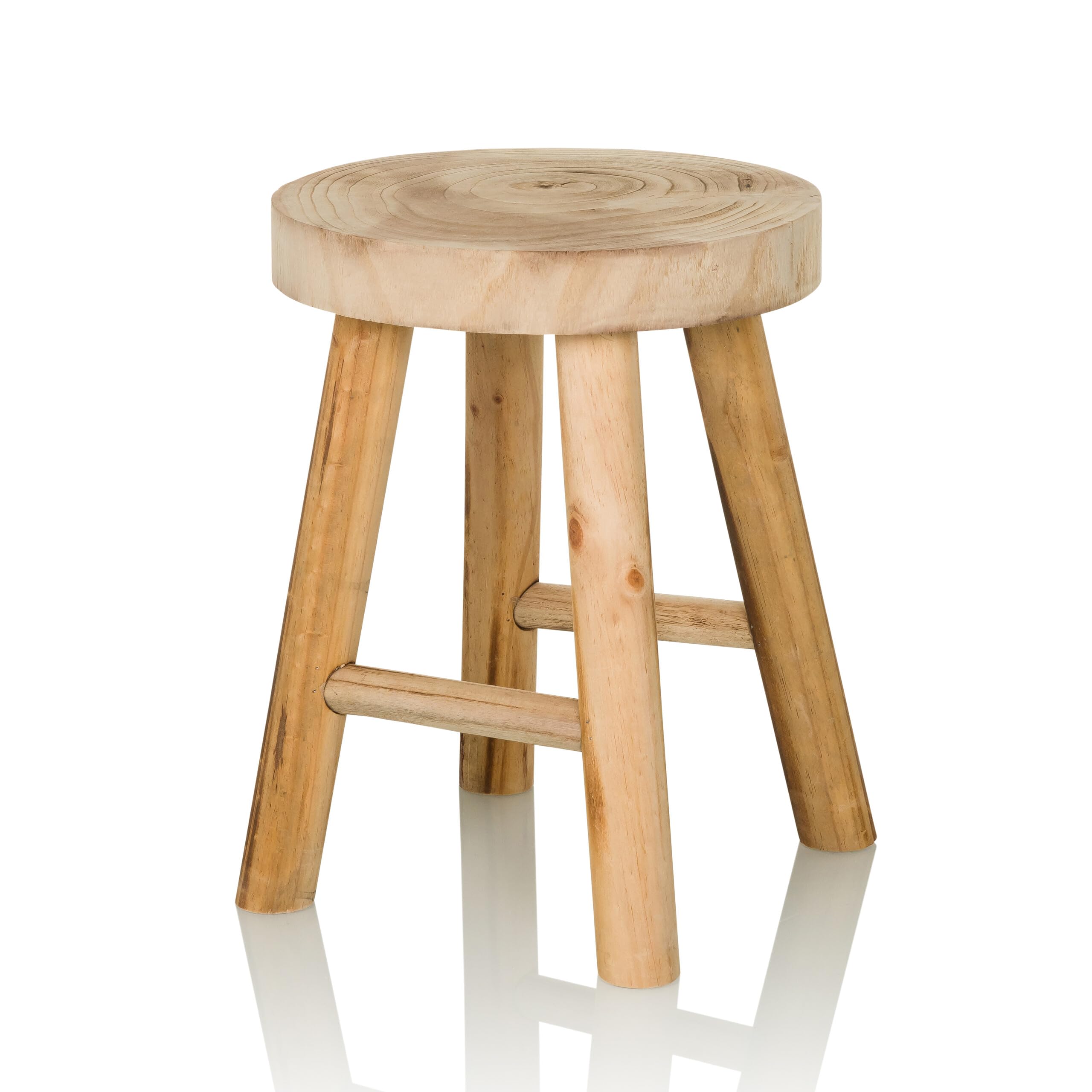 Hocker aus massiven Holz RUSTIKO W Stabiler Holzhocker Sitzhocker im Skandi-Look, Blumenhocker aus Paulownia-Holz