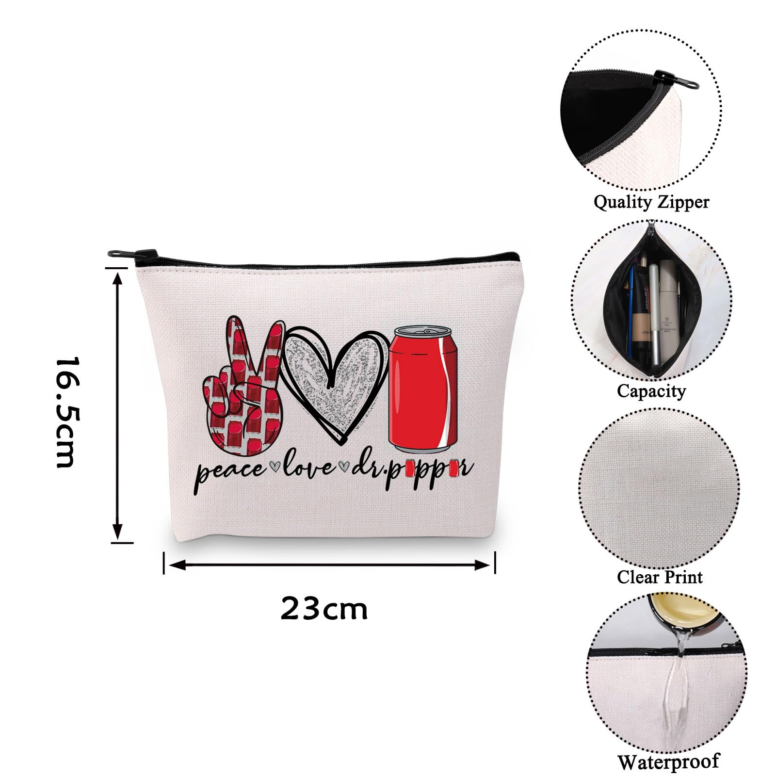 VAMSLL Pep Themed Gift Soda Social Club Gift Soda Addict Gift Dr Zipper Pouch Makeup Bag (Love Pep)