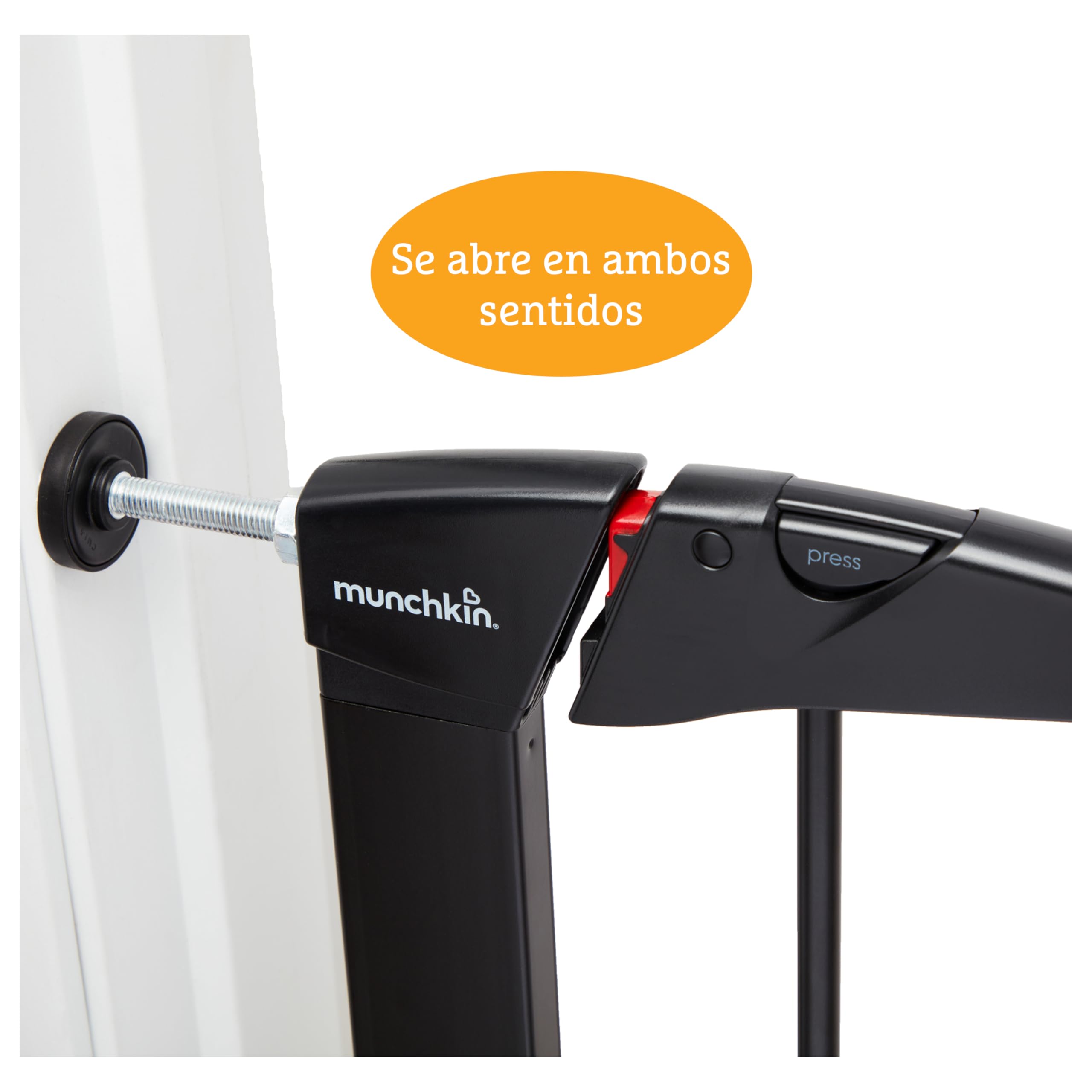 Puerta de Escalera Munchkin, Segura para niños pequeños y bebés, Puerta de Escalera de Ajuste a presión para bebés o Perros, Puerta de Seguridad, 76-82 cm, Negro