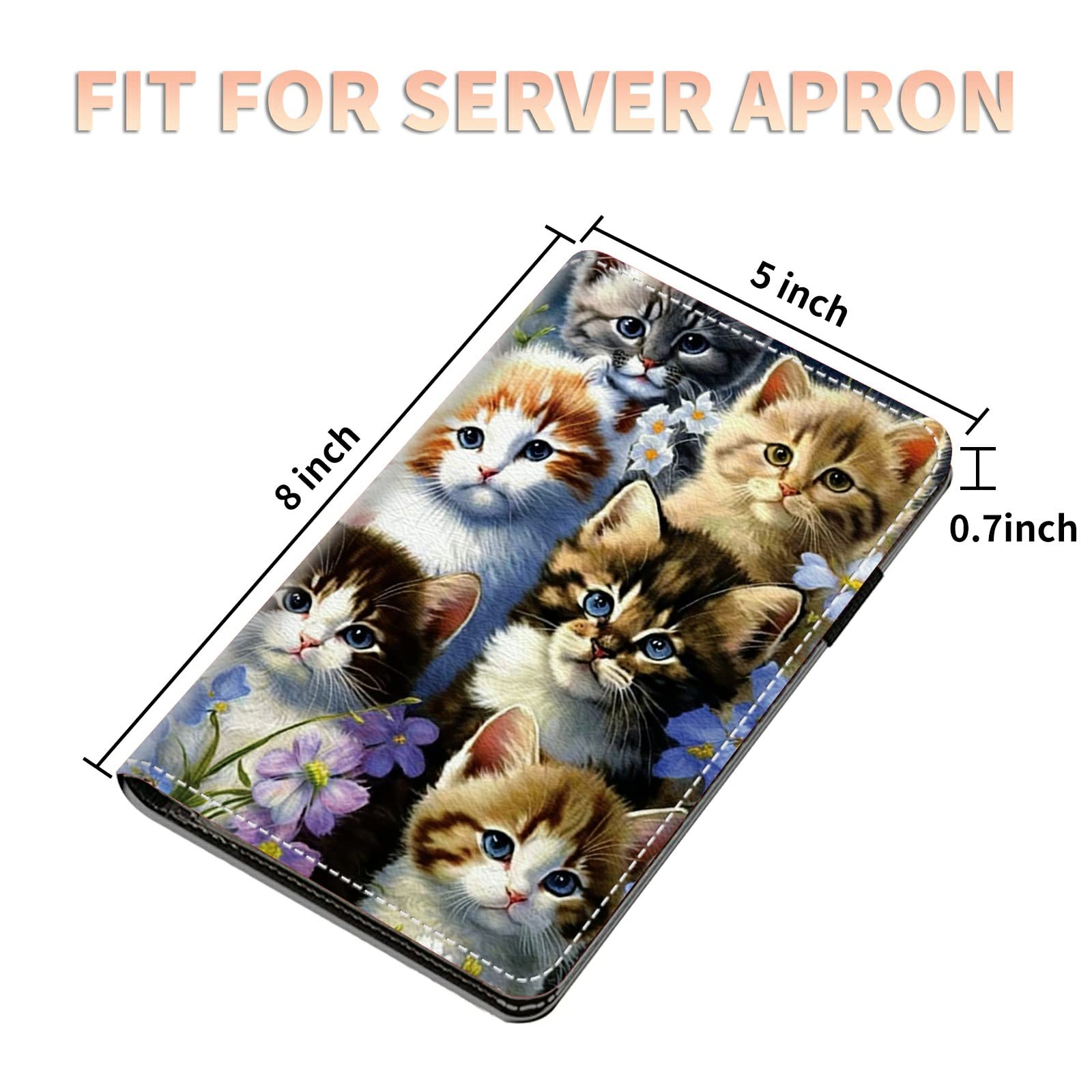 Server Books for Waitress Waiter with Zipper Pocket, Cats Family Leather Server Pads Waitstaff Organizer Guest Check Presenters Server Wallet Money Holder Pouch Fit Apron