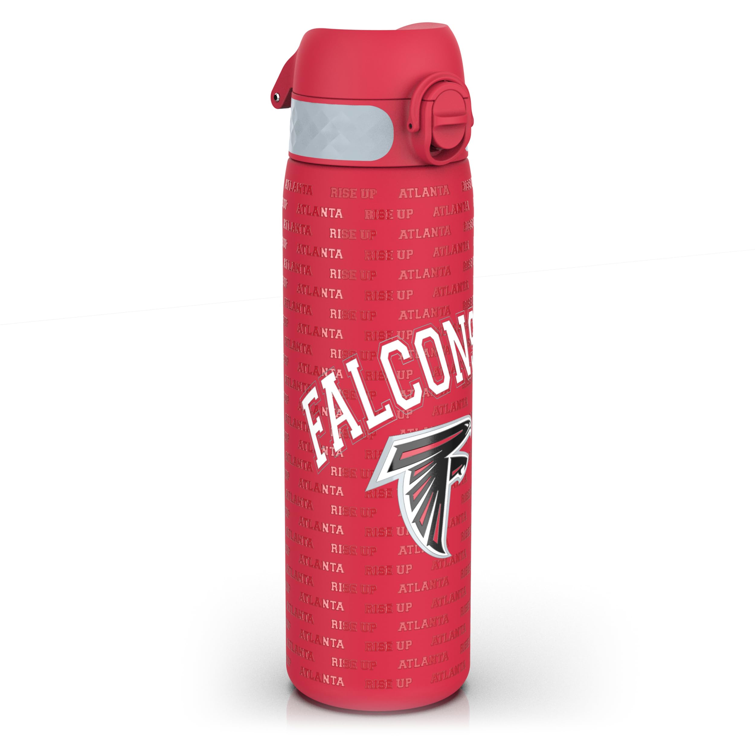 Ion8NFL Falcons Lightweight Steel Water Bottle, 600 ml/20 oz, Non-Insulated, Leak Proof, Easy to Open, Secure Lock, Dishwasher Safe, Flip Cover, Fits Cup Holders, Metal Water BottleClimatePartner certified