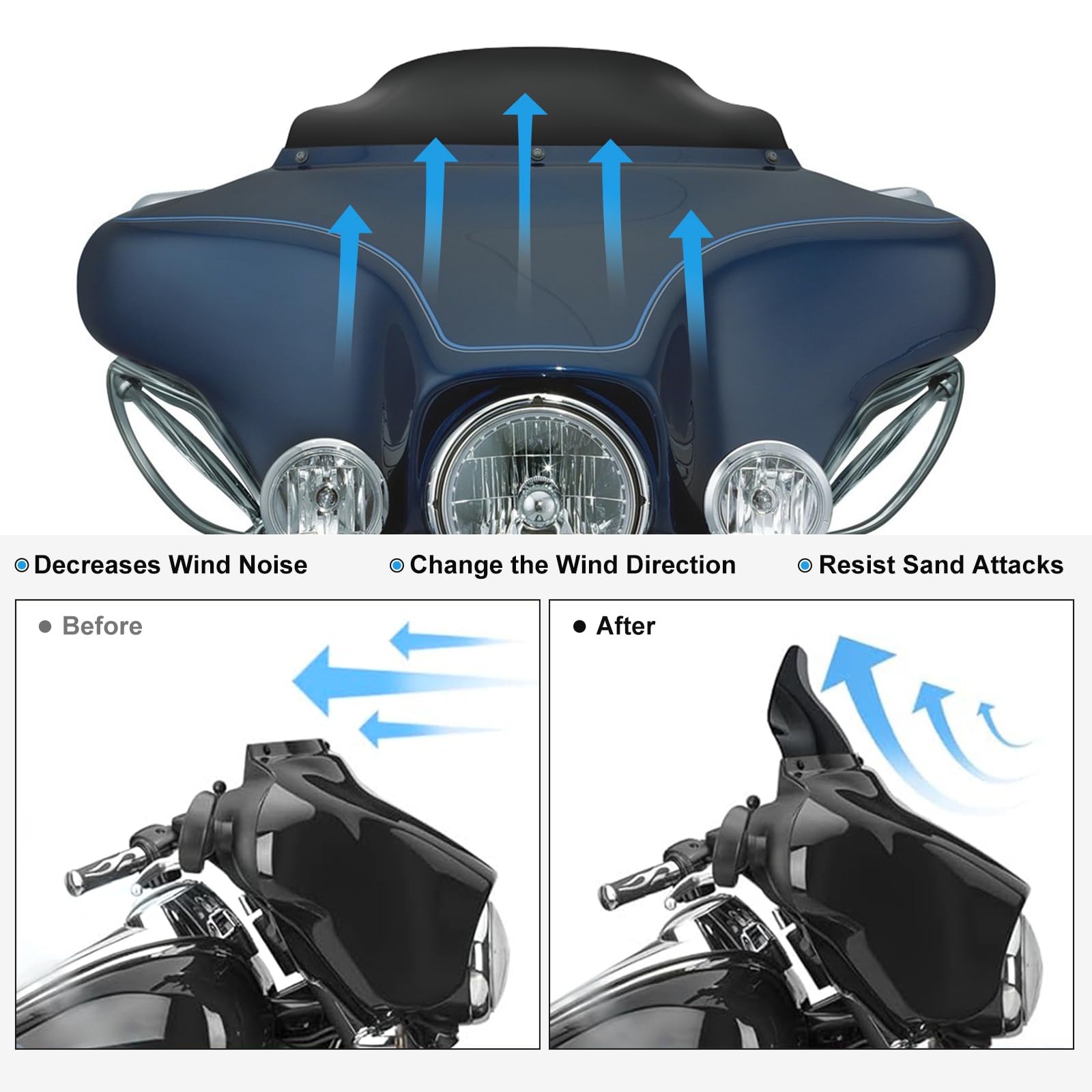 Rich Choices Parabrisas de motocicleta de 6 pulgadas compatible con Harley Davidson Touring Street Glide Electra Glide FLHT FLHTCU Ultra Classic Glide FLHX FLHTK Tri Glide 1996-2013