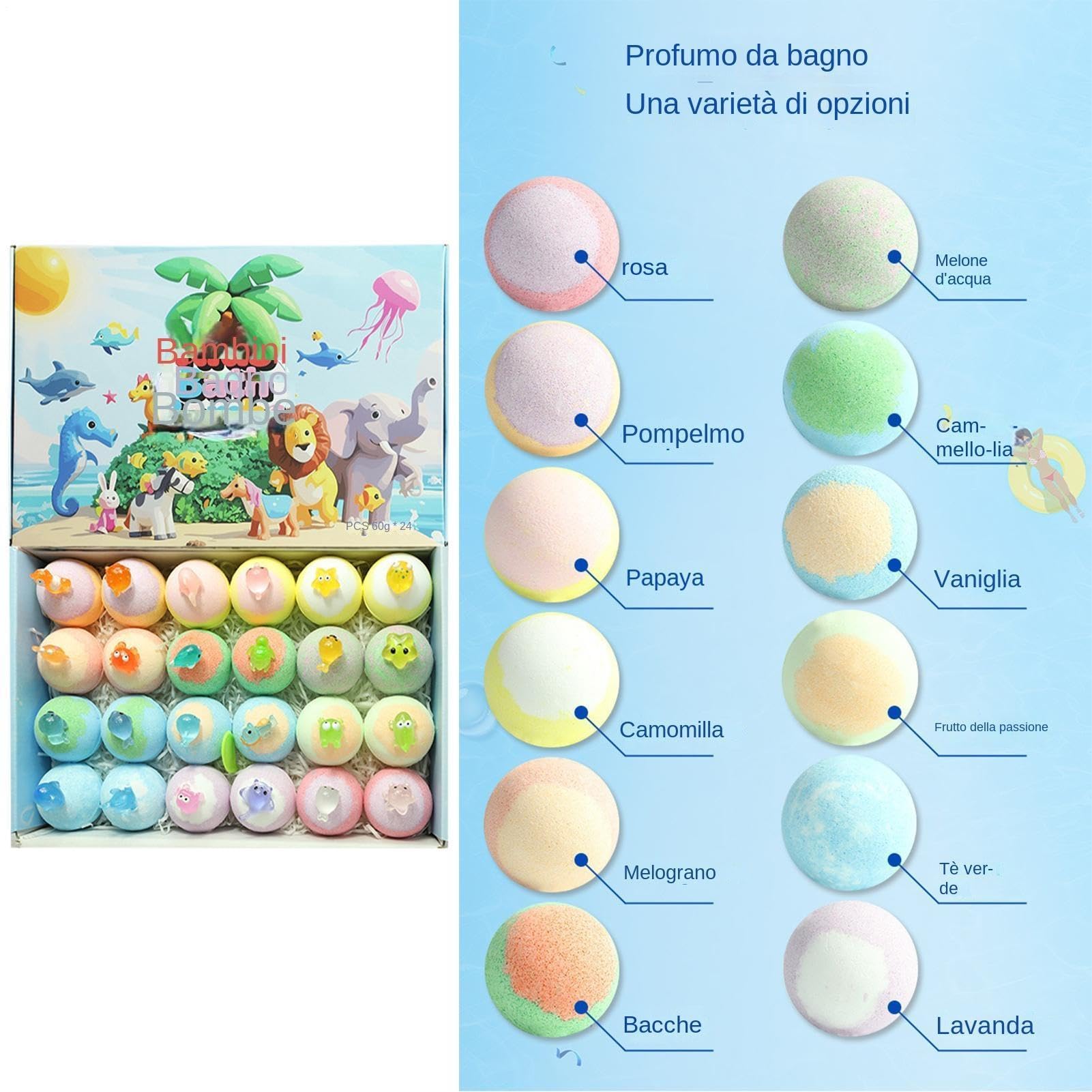 Badesalz-Ball 24 Stück für entspannende Bäder | Badesalz mit Tierfiguren Für , Mädchen, Spa, Zuhause, Badewanne, Reise, Hotel