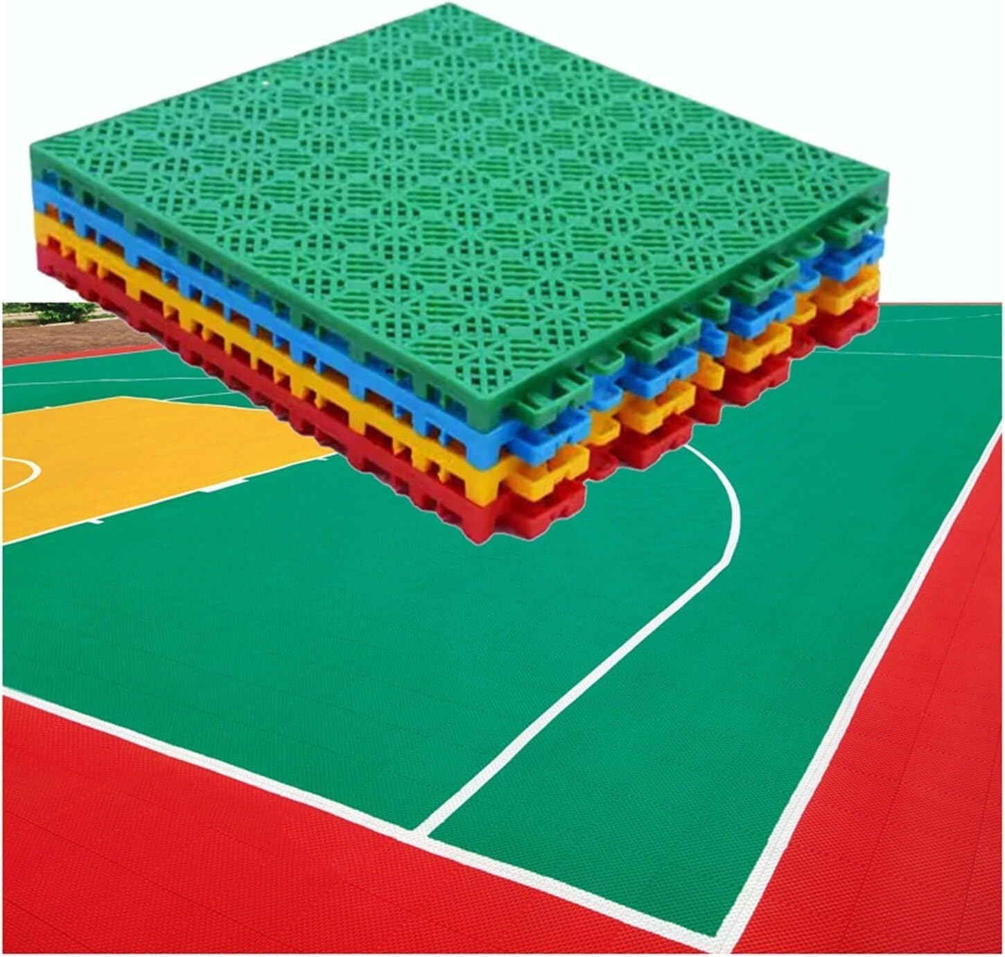 Terrassenfliesen, Modulare ineinandergreifende Bodenmatten Pour(Red)