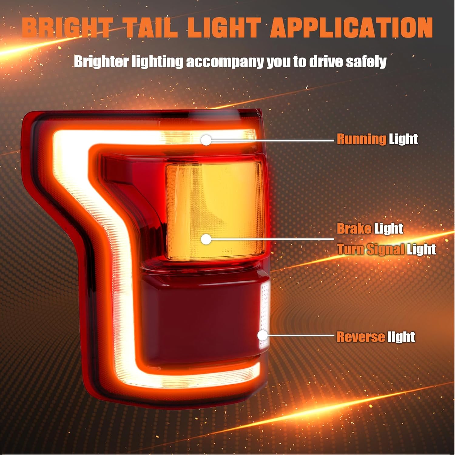 LED Tail Lights Assembly with Blind Spot Fit Ford F150 F-150 2015 2016 2027 Rear Left Driver Side Brake Back Cover Taillights Lens HL3Z-13405-D HL3Z13405D HL3Z-13405-DCP(Module NOT Included)