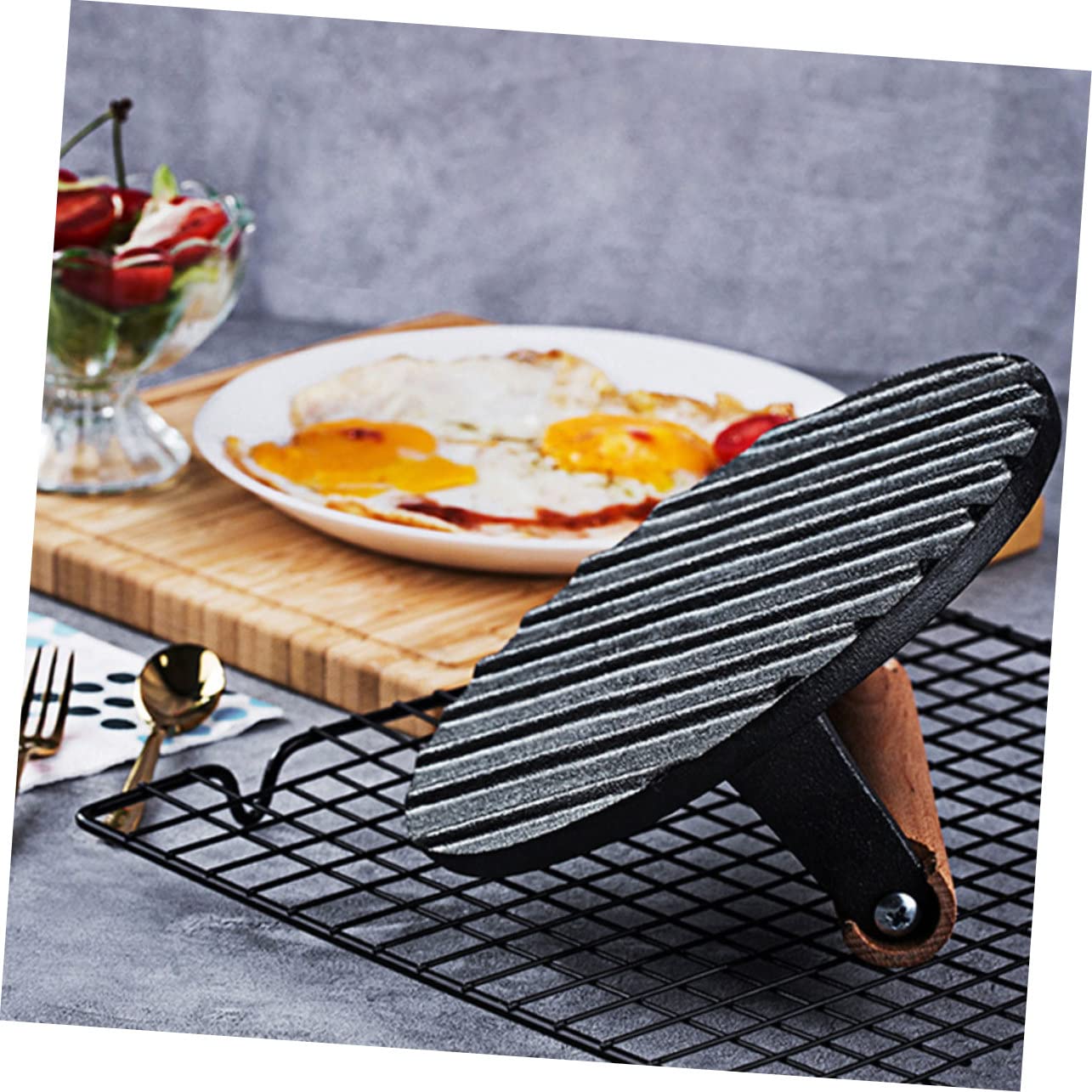 SUPVOX Pressa per Carne in Ghisa Pressa per Bistecche Utensil Cucina per Preparare Hamburger Uniformi Facil Usare Pulire