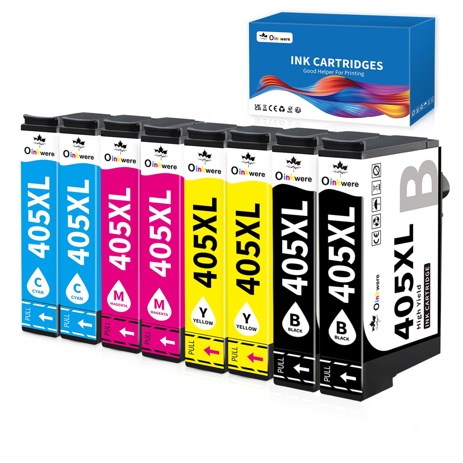 OINKWERE 8-Pack 405 XL Cartucce Compatibili per Epson 405XL Cartucce per WorkForce Pro WF-3820 WF-3825 WF-4820 WF-4825 WF-4830 WorkForce WF-7830 WF-7835 WF-7840