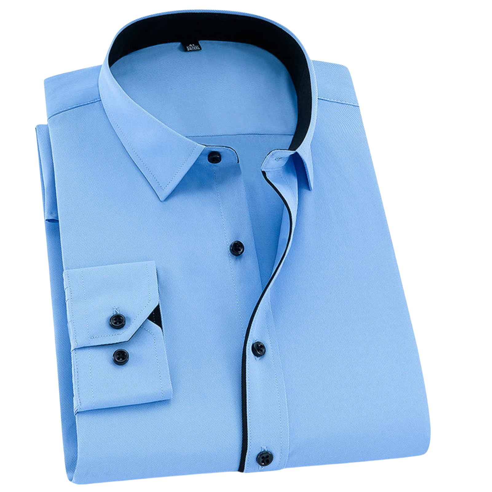 Camicia da lavoro da uomo, senza pieghe, professionale, bianca, affettata, formale, ricamata, a maniche lunghe